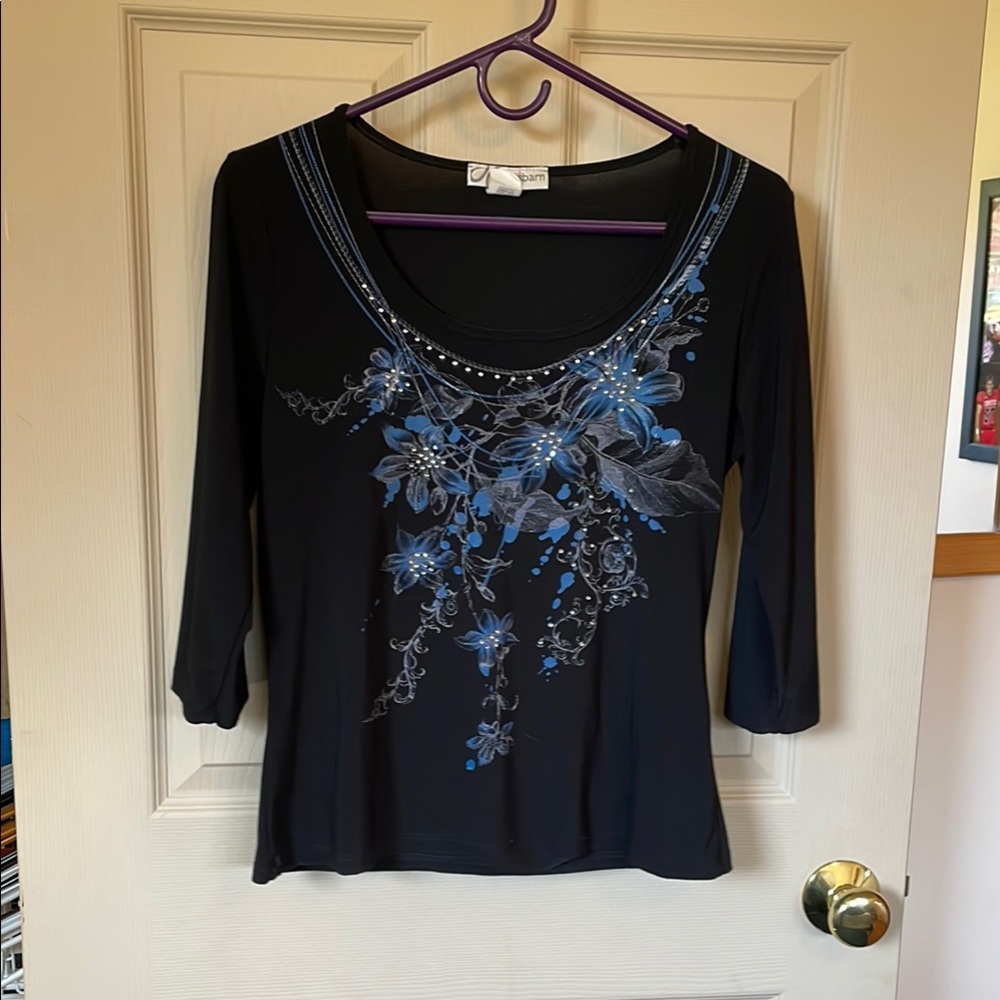 Black and Blue Floral Women's Top